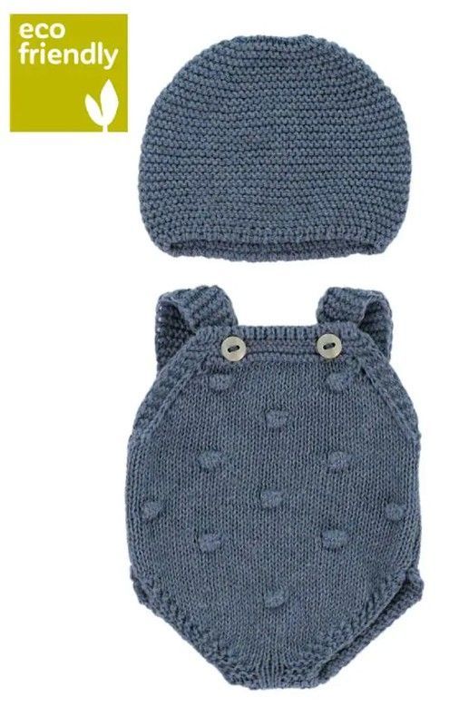 Conjunto de punto 32 cm pelele y Gorro