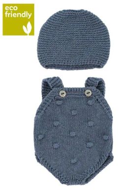 Conjunto de punto 32 cm pelele y Gorro