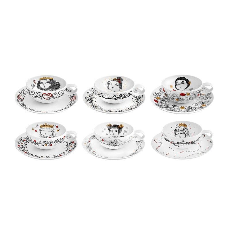 Conjunto de té de porcelana en multicolor, 16,9 x 16,9 x 5 cm | Raihas de Portugal