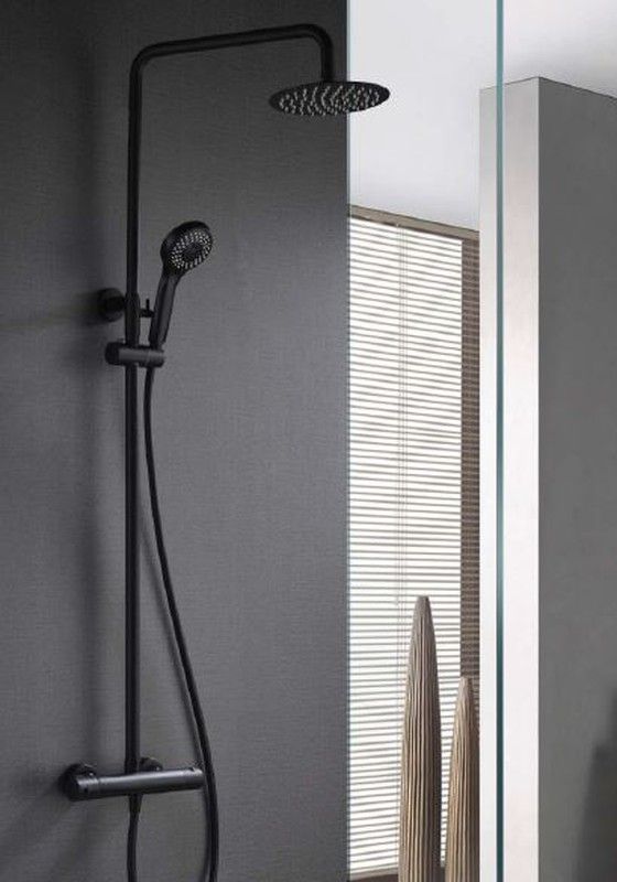 Conjunto ducha termostática Fosca negro mate