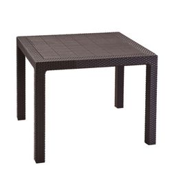 Conjunto jardín imitación ratán KETER. Mesa Quarted Marrón 94X94 Cm