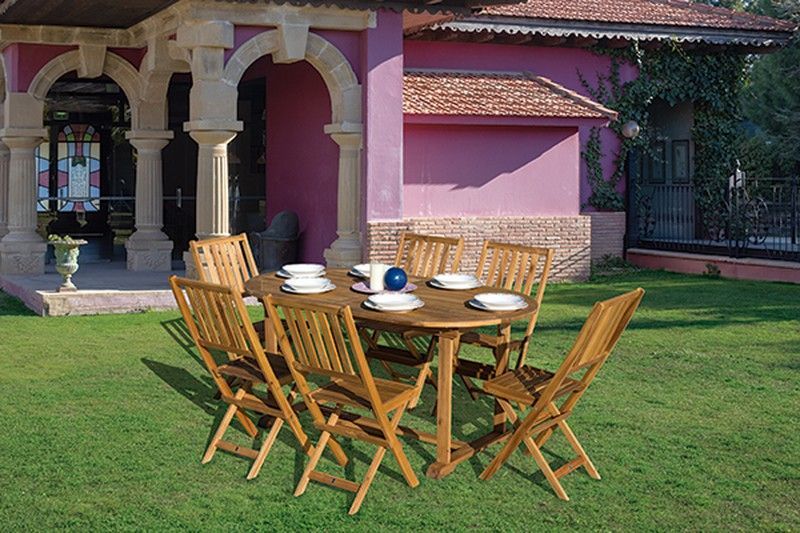 Conjunto mesas y 6 sillas de madera C2-0169