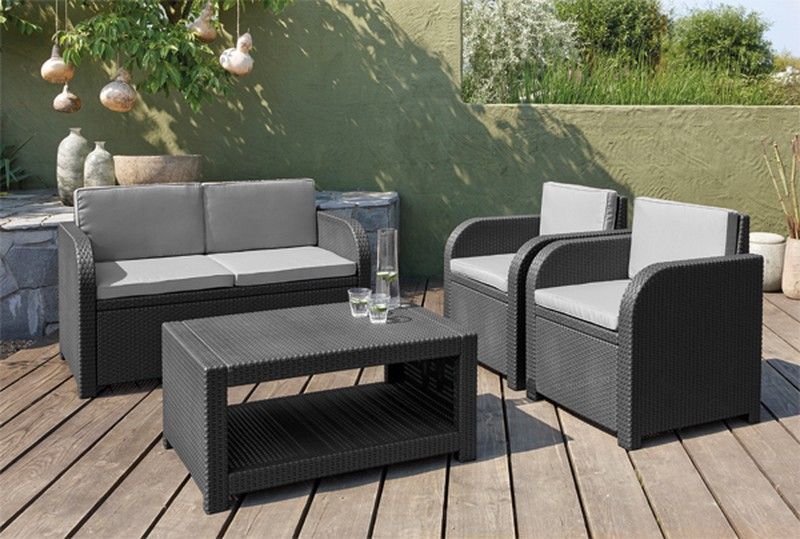 Conjunto muebles rattan modena grafito de keter