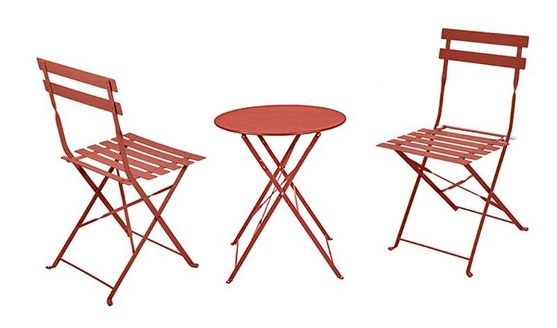 Conjunto para jardin o terraza  plegable de acero en color terracota TABLPL113