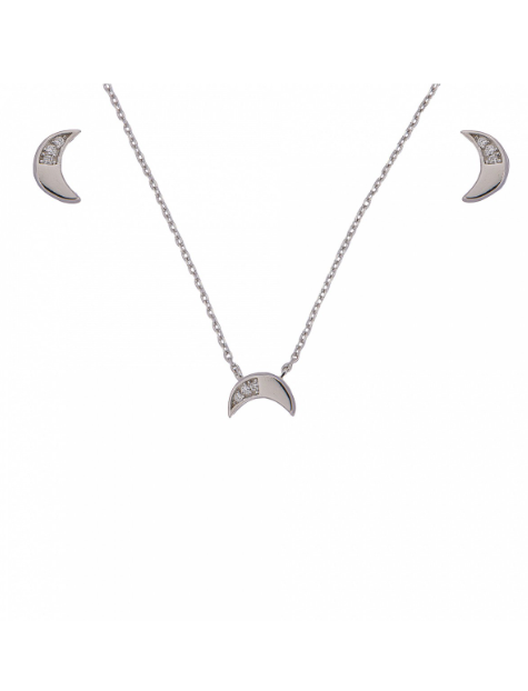 Conjunto Plata Mujer PJUE290 Media Luna Circonitas