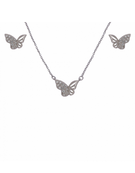 Conjunto Plata Mujer PJUE296 Mariposa Circonitas