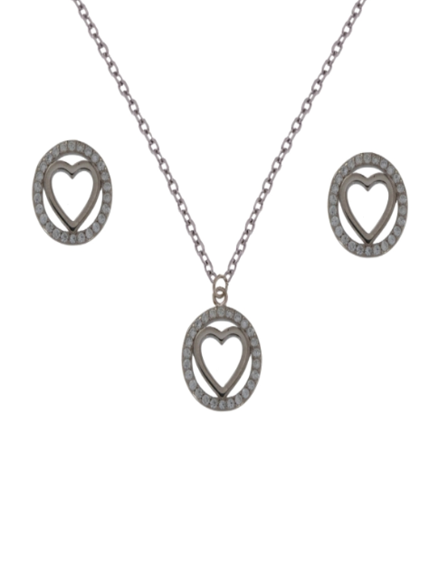 Conjunto Plata Mujer PJUE316 Corazón Circonitas