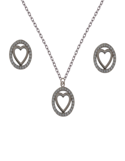 Conjunto Plata Mujer PJUE316 Corazón Circonitas