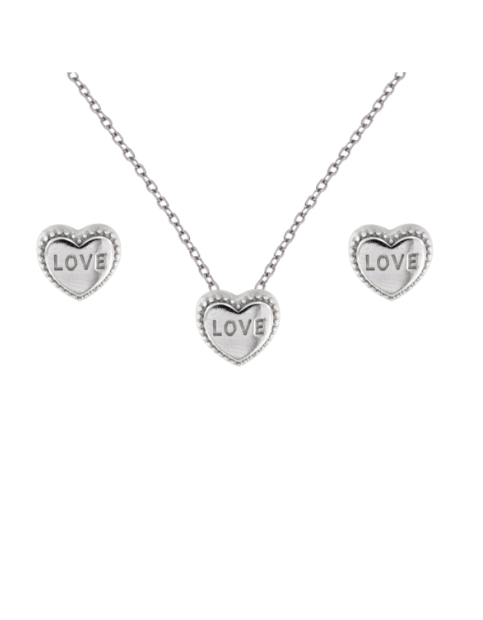 Conjunto Plata Mujer PJUE322 Corazón Palabra LOVE