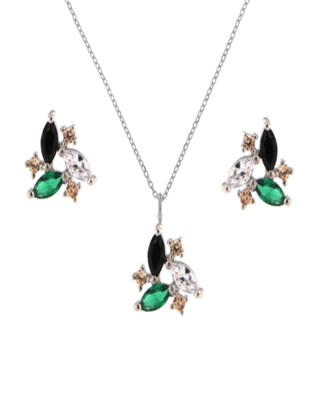 Conjunto Plata Mujer PJUE323/V Circonitas Multicolor