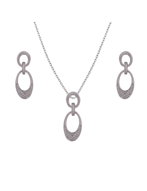 Conjunto Plata Mujer PJUE331 Aro Ovalado Circonitas