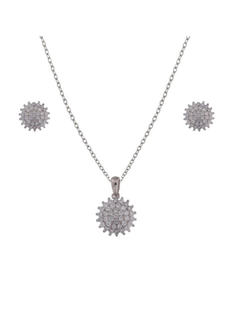 Conjunto Plata Mujer PJUE332 Flor Circonitas