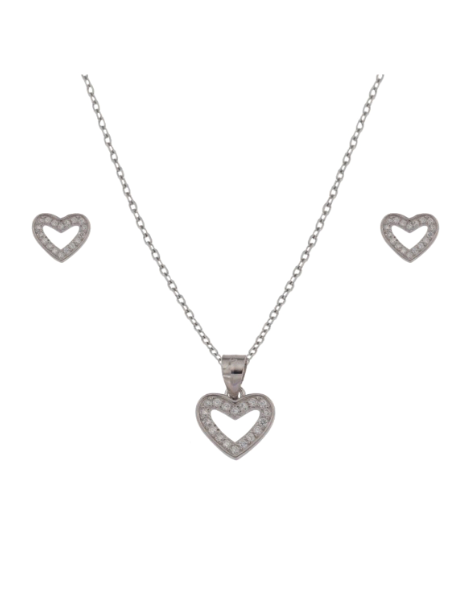 Conjunto Plata Mujer PJUE333 Corazón Circonitas