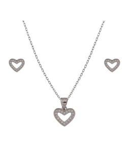 Conjunto Plata Mujer PJUE333 Corazón Circonitas