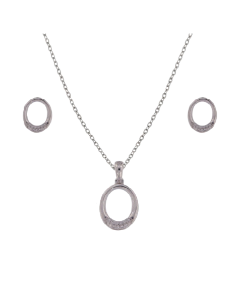 Conjunto Plata Mujer PJUE337 Aro Ovalado Circonitas