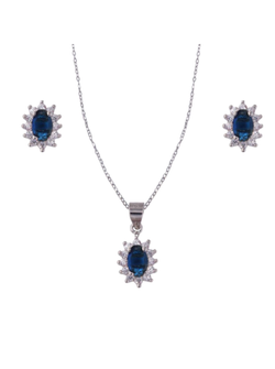 Conjunto Plata Mujer PJUE344/Z Circonitas Azul Bicolor Blanca