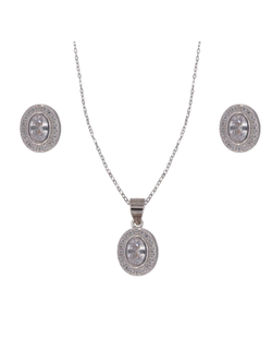 Conjunto Plata Mujer PJUE350 Circonitas Ovaladas