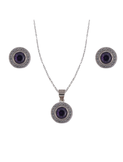 Conjunto Plata Mujer PJUE351/A Circonitas Lila Bicolor Blanca