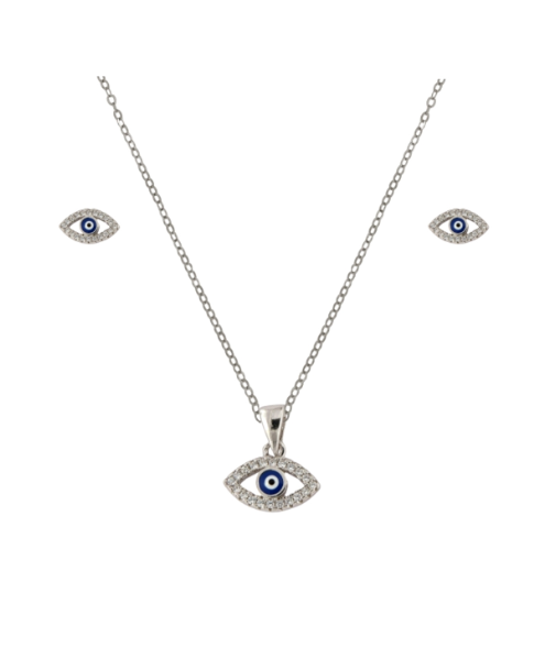 Conjunto Plata Mujer PJUE352 Ojo Turco Circonitas