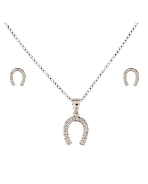 Conjunto Plata Mujer PJUE357 Herradura Circonitas