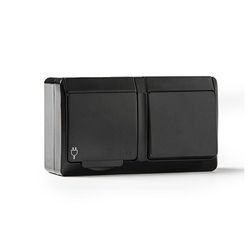 Conmutador+Base Tt Estanco 16A-250V Negr