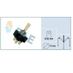 Conmutador  Palanca, Blanco,Con Terminal 6,35mm, Ø13Mm ON-OFF-ON. F65120 FAE