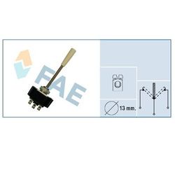 Conmutador  Palanca, Negro,Con Tuercas, Ø13Mm ON-OFF-ON. F65150 FAE