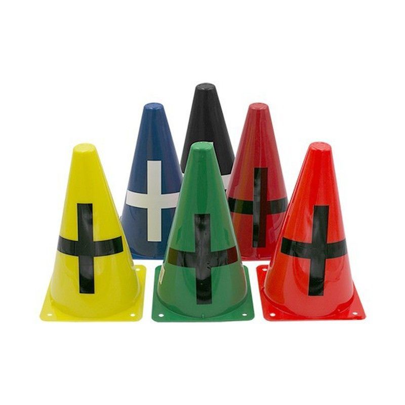 Cono con signo de suma. Varios tamaños y colores