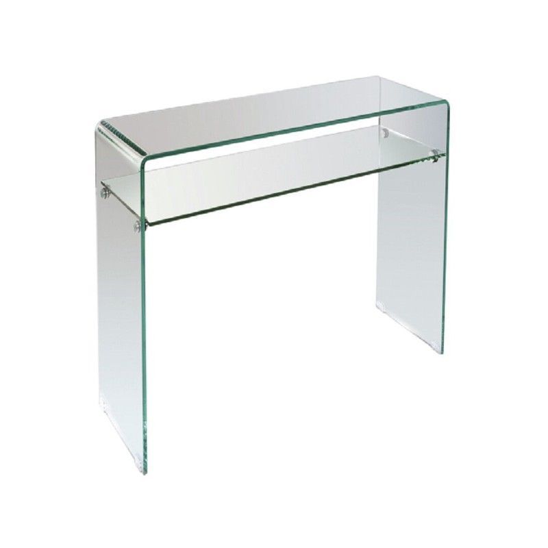 Consola de cristal templado con estante, 80 x 30 x 76 cm | Sidney