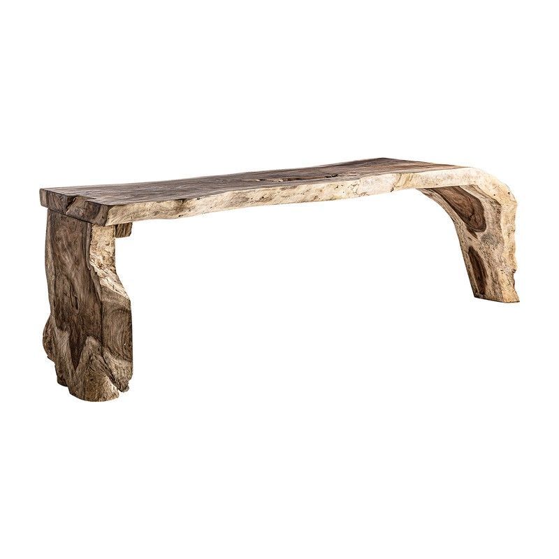 Consola de madera tropical en natural, 220 x 80 x 79 cm | Yelki
