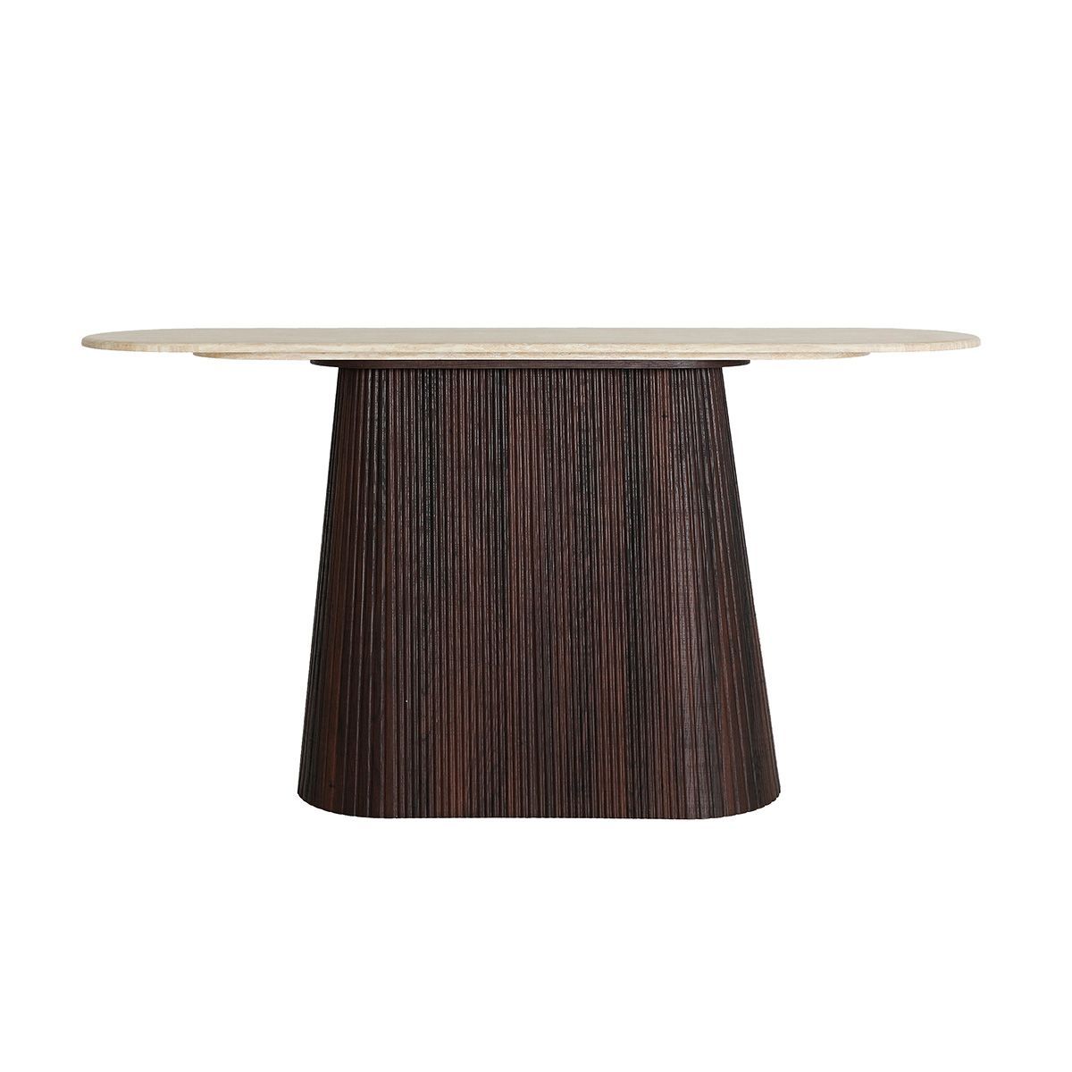 Consola de madera y mármol sintético en marrón oscuro y beige, 150 x 40 x 78 cm | Verona