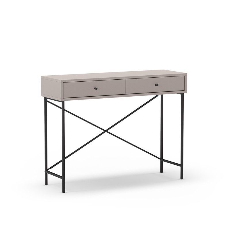 Consola de madera y metal en color moca y negro, 110 x 35 x 85 cm | Titán