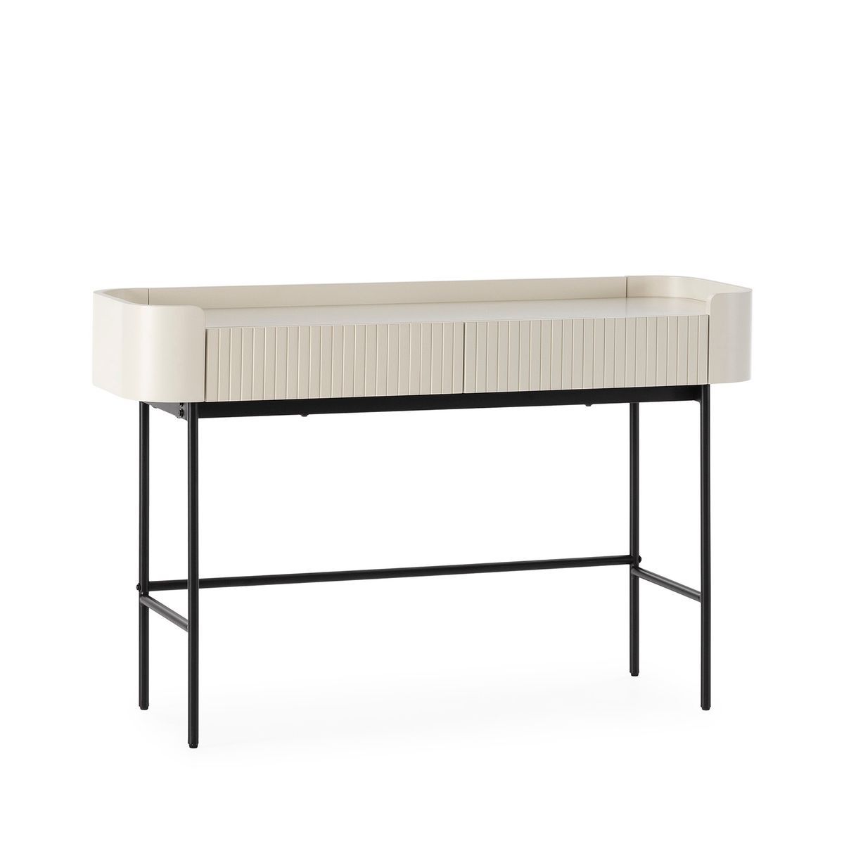 Consola de madera y metal en crema, 120 x 40 x 79 cm | Willa