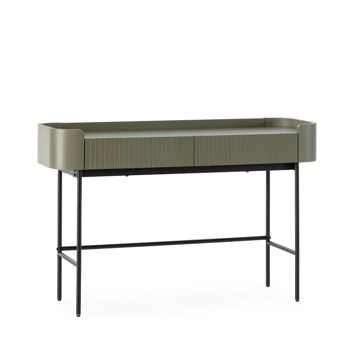Consola de madera y metal en verde, 120 x 40 x 79 cm | Willa