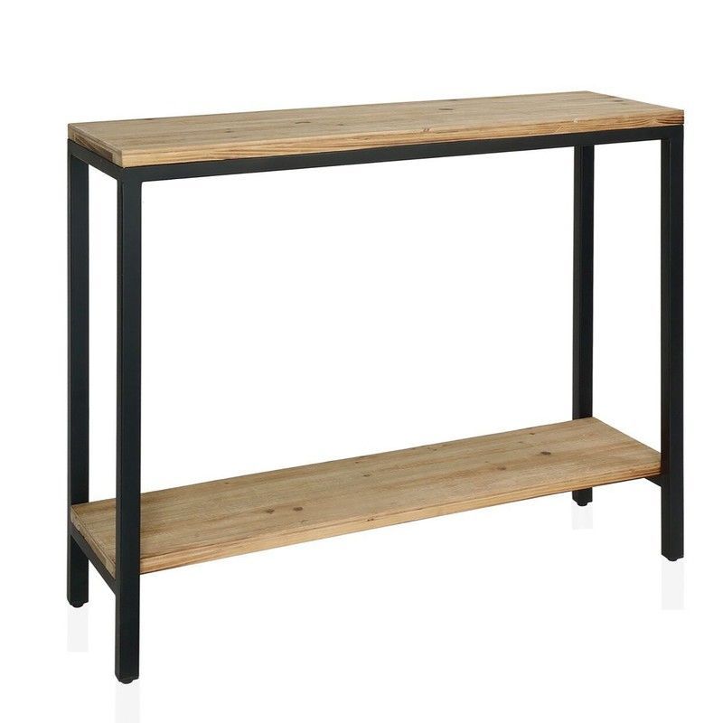 Consola de Madera y Metal Negro, 101x33x82cm