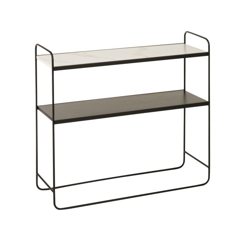 Consola de Mármol y Hierro Blanca/Negra, 90x30,5x80,5 cm