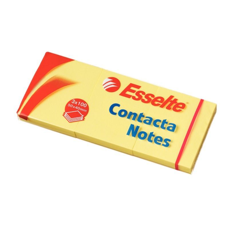 Contacta Notes cubo 50 mm. x 40 mm. (bloc 100 hojas. Pack 3 unidades), amarillo