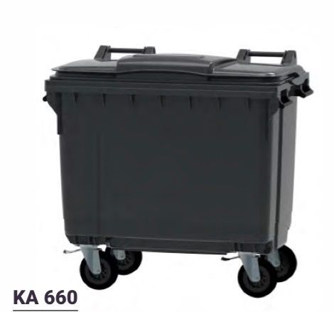 Contenedor 660lts  con Tapa Abatible y Ruedas de 200mm