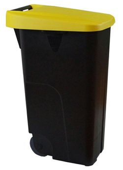 Contenedor con ruedas Eco tapa color amarillo de 110 lts