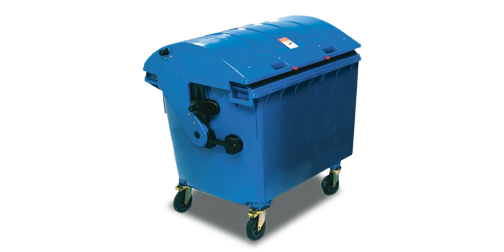 Contenedor de 1100lts con tapa basculante y ruedas 200mm