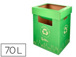 Contenedor papelera reciclaje liderpapel carton reciclado para vidrio 450x350x650 mm 70 litros verde