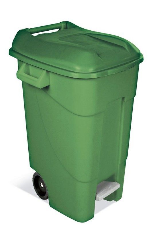 Contenedor para jardín con pedal y ruedas de 120 lts Tayg