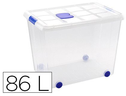 Contenedor plastico plasticforte 86 litros n 8 transparente con tapa 470x620x450 mm