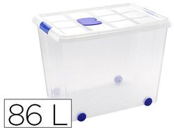 Contenedor plastico plasticforte 86 litros n 8 transparente con tapa 470x620x450 mm