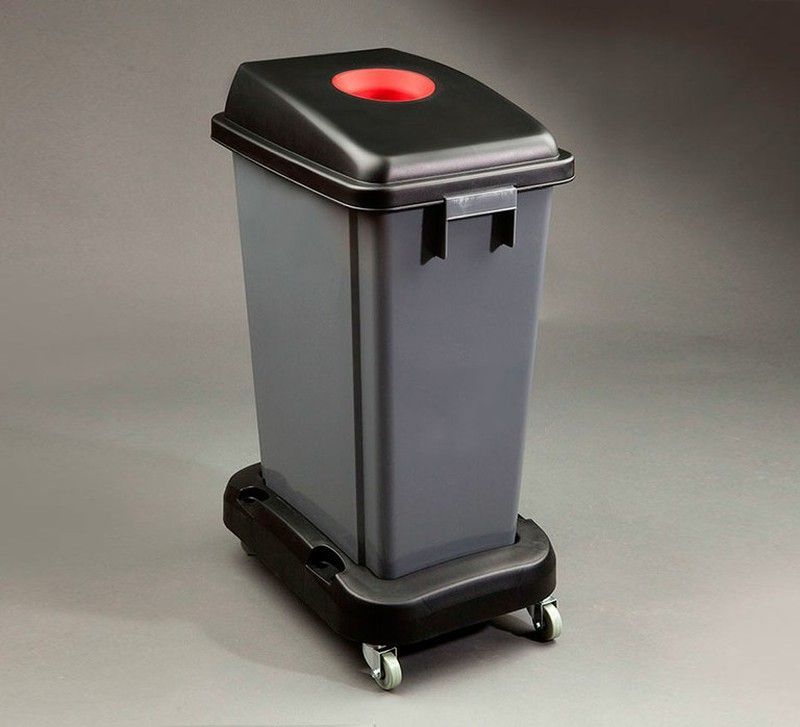 Contenedor reciclaje plástico de 60lts con base rodante