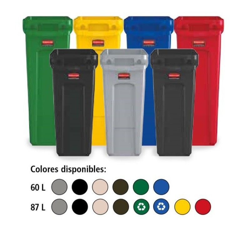 Contenedores de reciclaje slim jim de rubbermaid 60lts. y 87lt