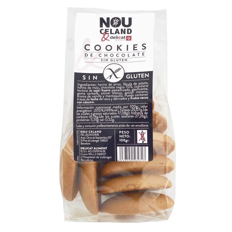 Cookies chocolate negro sin gluten 100 grs