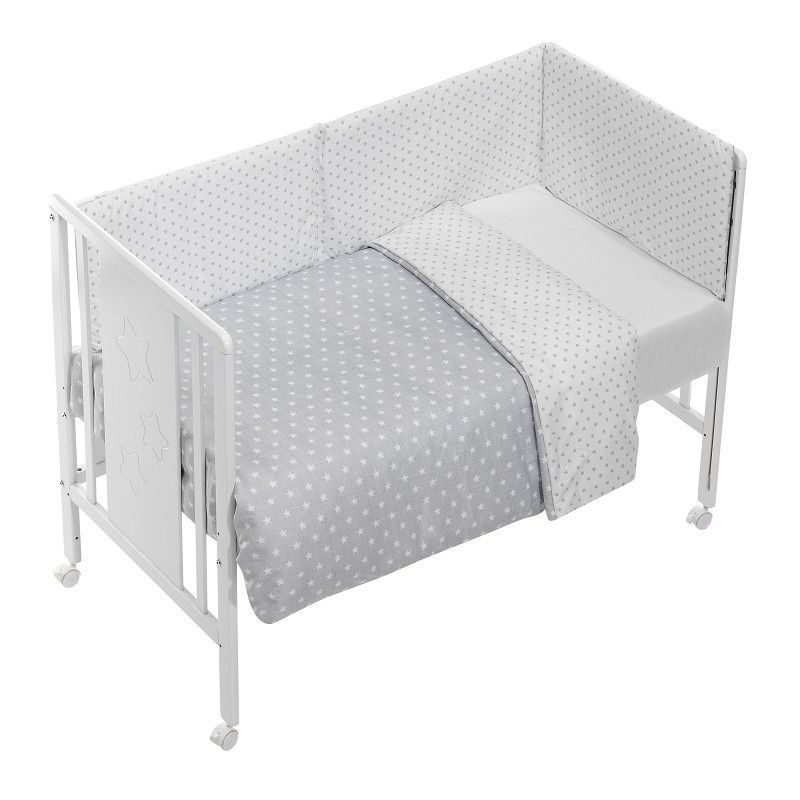 Coordinado Cuna (Nordico ) Mod Estrella(Protector+Coordinado) Gris Interbaby