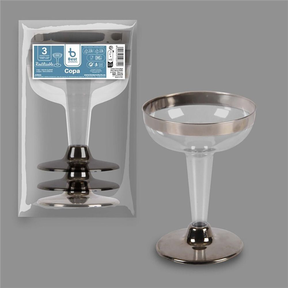 Copa Baja Reutilizable, 3 Unidades. Capacidad 100 Cc