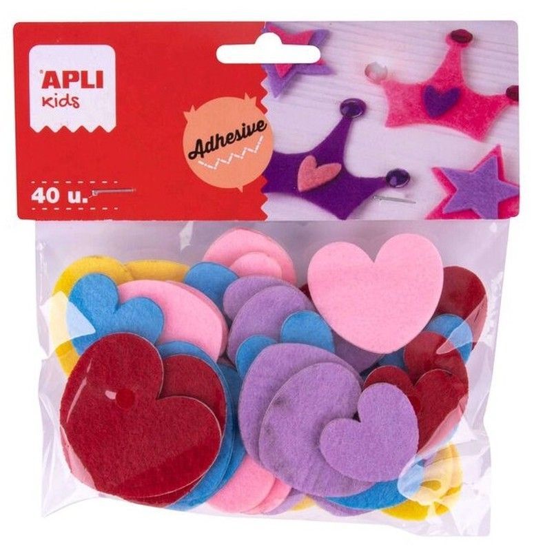 Corazones adhesivos de fieltro 40 und.